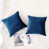 Decorative Throw Pillow Covers Velvet 18X18 Inch Pack of 2 Blue Cushion Covers Soft for Couch Sofa Bedroom Living Room Outdoor