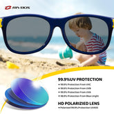 Kids Sunglasses Polarized UV Protection Flexible Rubber Glasses Shades with Strap for Boys Girls RBK004