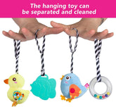 Car Seat Toys, Baby Activity Spiral Plush Toys for Stroller Bar Accessories, Crib Toys with Bell for Boy or Girl, Hangings Rattle Toy with Squeaky (Yellow-Duck)