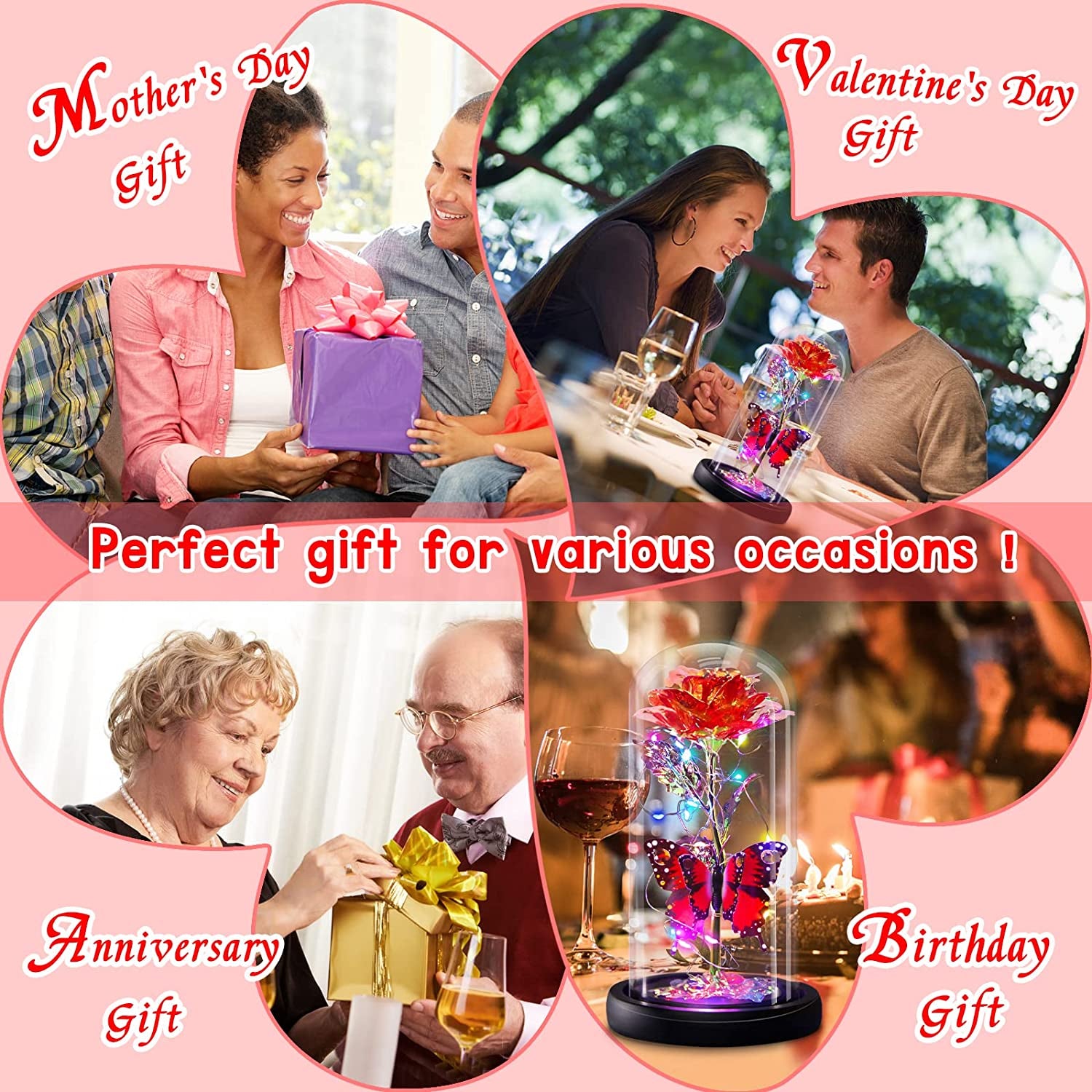 Galaxy Flowers Rose Birthday Gift for Women Mom Grandma, Enchanted Infinity Rose in Glass Dome, Valentines Rose Gifts for Valentine&