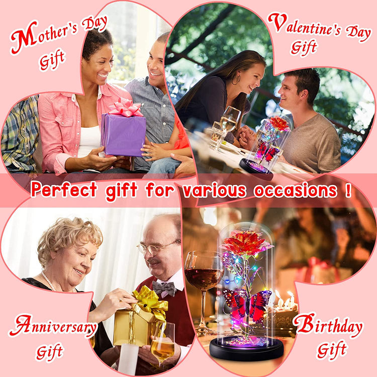 Galaxy Flowers Rose Birthday Gift for Women Mom Grandma, Enchanted Infinity Rose in Glass Dome, Valentines Rose Gifts for Valentine&
