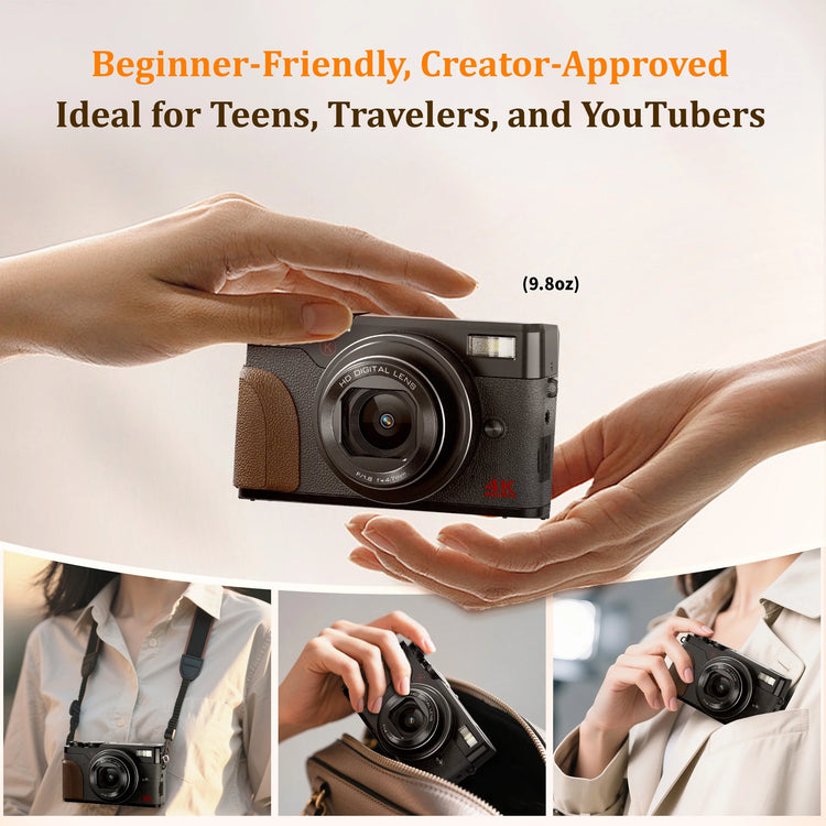 4K 56MP Digital Camera for Photography and YouTube with 32GB SD Card