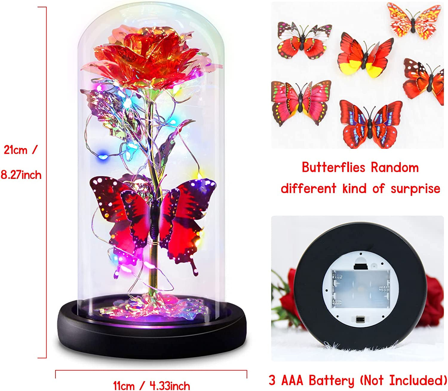 Galaxy Flowers Rose Birthday Gift for Women Mom Grandma, Enchanted Infinity Rose in Glass Dome, Valentines Rose Gifts for Valentine&