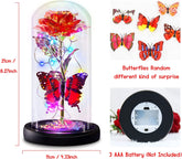 Galaxy Flowers Rose Birthday Gift for Women Mom Grandma, Enchanted Infinity Rose in Glass Dome, Valentines Rose Gifts for Valentine&