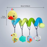 Car Seat Toys, Baby Activity Spiral Plush Toys for Stroller Bar Accessories, Crib Toys with Bell for Boy or Girl, Hangings Rattle Toy with Squeaky (Yellow-Duck)