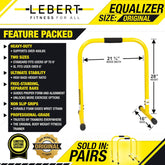 Fitness Dip Bar Stand - Original Equalizer Total Body Strengthener Pull up Bar Home Gym Exercise Equipment Dipping Station - Hip Resistance Band, Workout Guide and Online Group - Yellow
