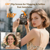 4K 56MP Digital Camera for Photography and YouTube with 32GB SD Card