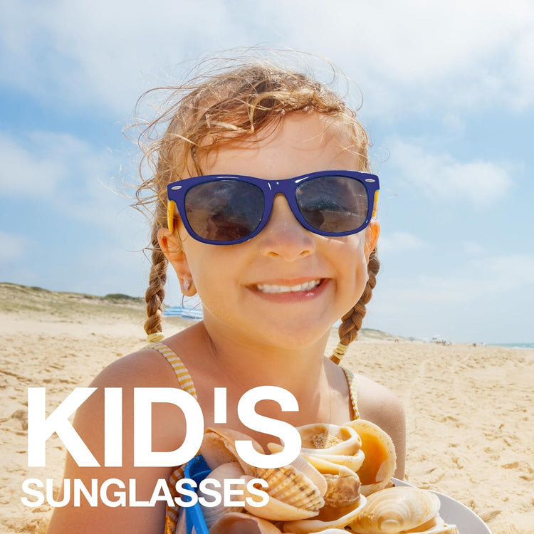 Kids Sunglasses Polarized UV Protection Flexible Rubber Glasses Shades with Strap for Boys Girls RBK004