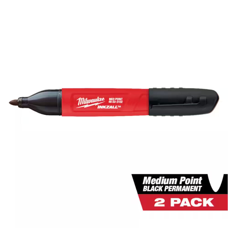 INKZALL Black Medium Point Jobsite Permanent Marker (2-Pack)