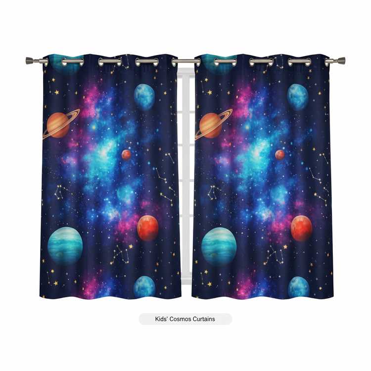 Kids Galaxy Outer Space Nebula Curtains